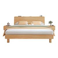 古莉金 红橡木实木床双人床主卧1.8x2米全实木1.5米大床简约现代婚床单 C款红橡木床+床头柜*1 1500*2000mm