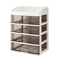 纳份爱抽屉式桌面收纳盒宿舍文具书本储物盒家用大容量化妆品置物盒 大号桌面收纳盒【透白色四层】