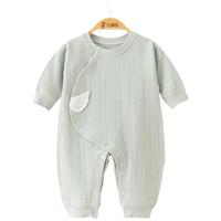 贝瑞加（Babyprints）宝宝连体衣纯棉长袖婴儿衣服A类柔软爬服四季内衣偏开哈衣 绿80 绿色（1件装）纯棉四季款 80cm