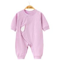 贝瑞加(Babyprints)婴儿连体衣男女宝宝纯棉A类哈衣长袖四季爬服柔软家居服 紫73 紫色(1件装)纯棉四季款 73cm