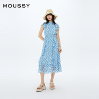 moussy 女装法式度假风碎花茶歇裙连衣裙女010HSH30-2981 111浅蓝色 S 00001