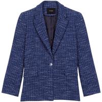 Maje2024秋冬款女装法式气质一粒扣蓝色花呢西装外套MFPVE00606 蓝色 T36