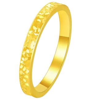 中国黄金 足金戒指女碎碎冰戒指黄金固口素圈指环七夕情人节礼物送女友老婆
