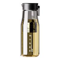 恩尔美（nRMEi）磁弹泡茶杯大容量茶水分离杯男士便携防摔运动水杯磁吸泡茶杯子 【不锈钢茶仓+杯刷】黑色 1000ml