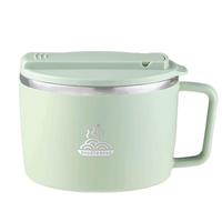 京东京造 泡面碗 小304不锈钢带盖饭盒双层防烫大容量1.3L绿色 304泡面碗1.3L【配筷勺】绿色