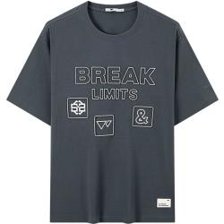 七匹狼 短袖T恤男装夏季圆领户外运动休闲舒适百搭衣服 103(灰蓝) L 175/96A 175