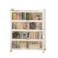 唐辑钢制书架书柜防尘落地多层带门铁艺书架置物架收纳储物柜五层80 【加厚宽32cm】白色五层长80