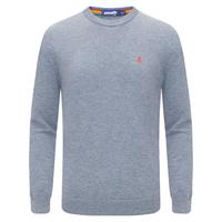 Navigare意大利小帆船男士羊毛衫时尚圆领纯羊毛打底衫通勤抗菌男装毛衣 灰色 L /50