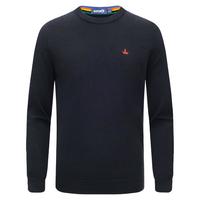 Navigare意大利小帆船男士羊毛衫时尚圆领纯羊毛打底衫通勤抗菌男装毛衣 暗夜黑 M /48