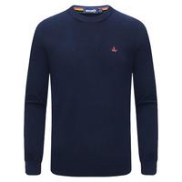 Navigare意大利小帆船男士羊毛衫时尚圆领纯羊毛打底衫通勤抗菌男装毛衣 海军蓝 2XL /54