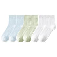 7A抑菌6双100%纯棉袜子女吸汗防臭运动网眼透气中筒袜子