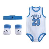 【连体衣+学步袜+发带】新生儿baby蓝连体衣套装飞人乔丹