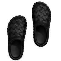 稻草人洞洞鞋男士厚底凉鞋户外开车沙滩鞋透气轮胎纹防滑拖鞋 黑 42-43 黑色 42-43 