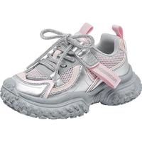 哈比熊（HOBIBEAR）女童运动鞋春秋网面轻便男童跑步鞋时尚女童老爹鞋511021银色31码