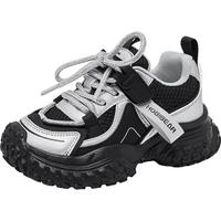 哈比熊（HOBIBEAR）女童运动鞋春秋网面轻便男童跑步鞋时尚女童老爹鞋511021黑色34码