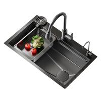 MJONI 厨房水槽大单槽 洗菜盆一体盆304不锈钢纳米多功能洗碗池