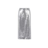 朗姿【榴光异彩】复古亮片高级感设计感气质裙春秋季半身裙 银色 S