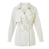 朗姿纯棉2024年春季法式复古高级感通勤气质风衣外套女士上衣 米白色 L
