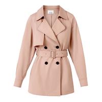 朗姿纯棉2024年春季法式复古高级感通勤气质风衣外套女士上衣 雾霾粉色 L