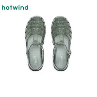 热风 hotwind平底罗马凉鞋女鞋2025夏季女士包头透气T型绑带时装沙滩凉鞋 13银色 34