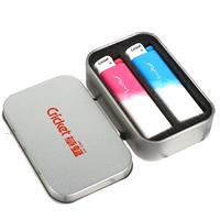 草蜢瑞典草蜢Cricket砂轮打火机 一次性打火机火石滑轮 可广告 2支装铁盒