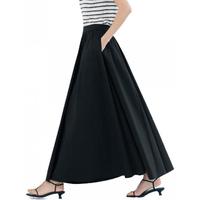 伊芙丽（eifini）伊芙丽2025夏装大A摆中长伞裙女量感显瘦通勤质感半身裙 黑色 加长版  S 80-100斤