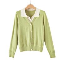 晚白2025春款毛衣假两件含针织衫女 浅绿色 S