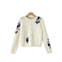 晚白2025年春款时尚简约休闲外套短款上衣气质含羊毛针织开衫女 米白色 S