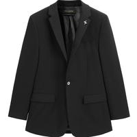 太平鸟男装 秋季领口刺绣西装西服B1BAC1X05 黑色 S