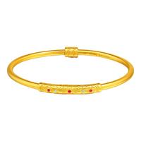 老庙黄金手镯足金古法鎏彩吉韵手镯手镯万寿纹回纹