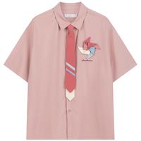 bosie2025年春夏季风车设计短袖衬衫男休闲百搭短外套潮 粉色 L