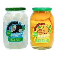 味品堂黄桃罐头720g*2罐头无添加新鲜速食水果罐头大连黄桃对半大块整箱 【童年回忆】黄桃+椰果组合