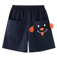 小猪班纳【7A抗菌】2025夏季柔软精梳棉男小童五分裤趣味小狗休闲短裤 经典蓝 120