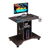 慕加可移动电脑桌台式带轮子加长实木床边桌办公桌懒人书桌简易小桌子 【实木生态板】曜石黑80*60*75cm