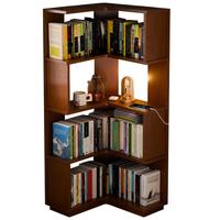 家逸实木转角书架置物架卧室转角书柜落地家用角柜书房多层收纳柜