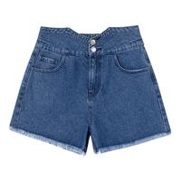 诗凡黎牛仔短裤百搭气质设计感直筒小个子休闲裤女