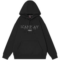 匹克(PEAK)加绒连帽卫衣男宽松字母休闲保暖套头衫长袖上衣男装 黑色 XL