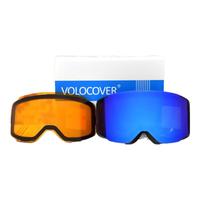 VOLOCOVER磁吸换片双层防雾滑雪镜柱面镜片雪地防护镜防风防紫外线可套近视 蓝色框蓝彩片+橘色镜片