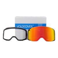 VOLOCOVER磁吸换片双层防雾滑雪镜柱面镜片雪地防护镜防风防紫外线可套近视 黑色框红色片+无色镜片