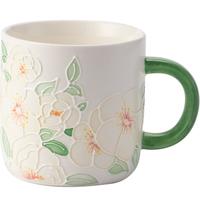 同合景德镇匠师&3/24 手绘花有期玫瑰马克杯油画风可爱女生咖啡杯茶杯 花有期马克杯-栀子花 1个 300ml