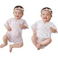 全棉时代新生婴儿睡衣满月宝宝和尚服连体衣服婴幼儿和袍 粉+潜 59码 秋瓷粉+潜底世界【短款】 59cm （1-3个月）