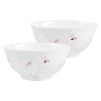 松发瓷器骨瓷餐具碗具家用面碗饭碗微波炉适用6.25英寸碗2只装