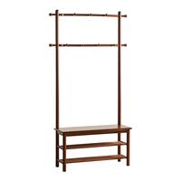 睿帆 实木衣帽架门口落地挂衣架卧室衣架简约晾衣服架子简易换鞋凳一体 鞋凳衣帽架胡桃色80cm