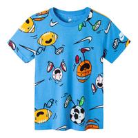 耐克（NIKE）童装男女童T恤夏季儿童卡通印花上衣 J513苔藓蓝 110(4) 