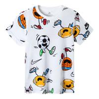 耐克（NIKE）童装男女童T恤夏季儿童卡通印花上衣 J513纯白色 110(4) 