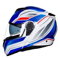 FASEED摩托车头盔男揭面盔双镜片机车赛车组合盔908男女帽夏透气3C 蓝白远航 L(57-58)头围