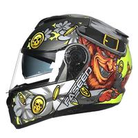 FASEED摩托车头盔男揭面盔双镜片机车赛车组合盔908男女帽夏透气3C 灰暗夜精灵-哑黑 L(57-58)头围