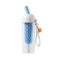 HAERS/哈尔斯 双饮用 塑料吸管杯 海盐风铃(蓝)650ML 大容量 650ML
