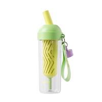 哈尔斯tritan塑料吸管杯大容量水杯子双饮用男女夏季运动水壶耐高温 青青柑柠(黄)650ML