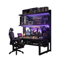 立太( LEADTEK)电竞房桌椅套装洞洞板电脑桌台式卧室家用落地置物架电竞桌子书房 【基础款】单桌+置物架 160cm